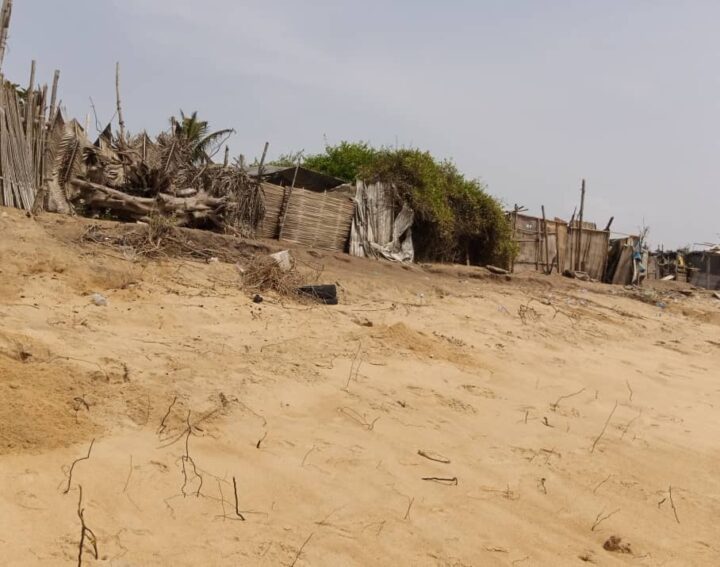 The throes of erosion behind the houses next to Pure Plage in Lomé.