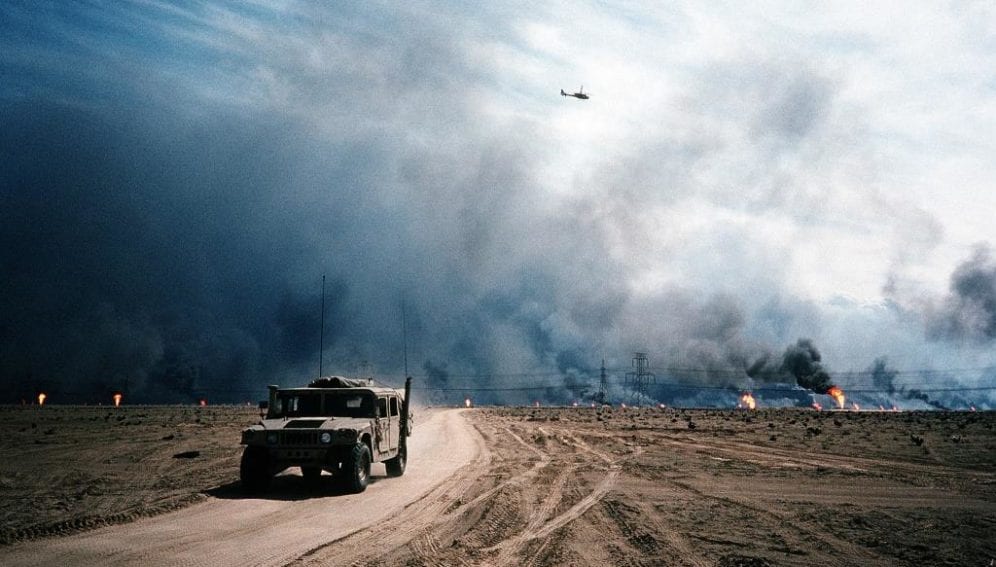 Burning oil wells