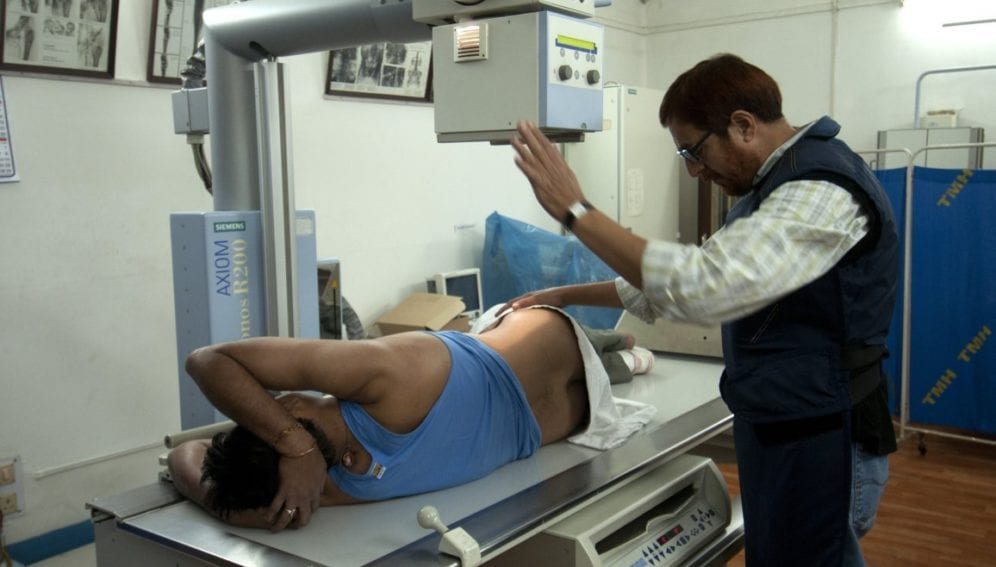 A patient has an x-ray