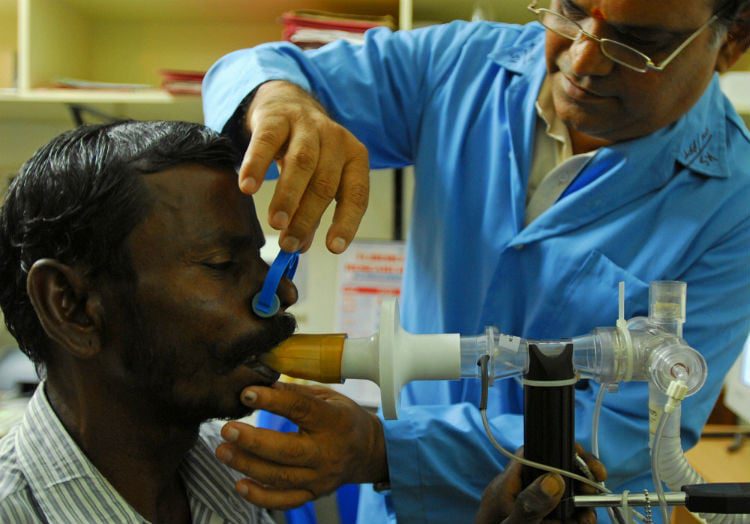A tuberculosis (TB) patient