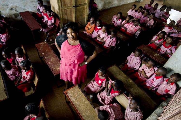 students at the Eve Godson International School in Accra