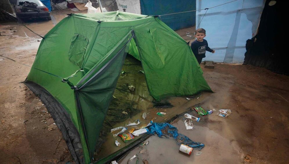 Internally displaced peoples (IDP) camps are not suitable for winter weather, as they flood in heavy rains, while wind causes destruction.