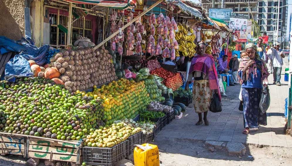 A fruit market in Addis Ababa. Photo: Olli Pitkänen, CC BY-NC-SA 2.0