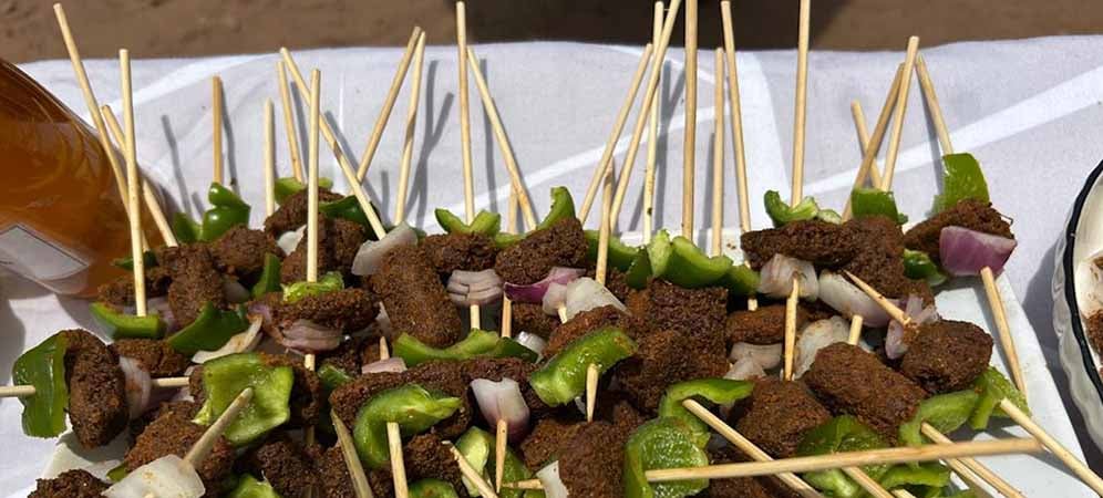 Cashew kebab on display