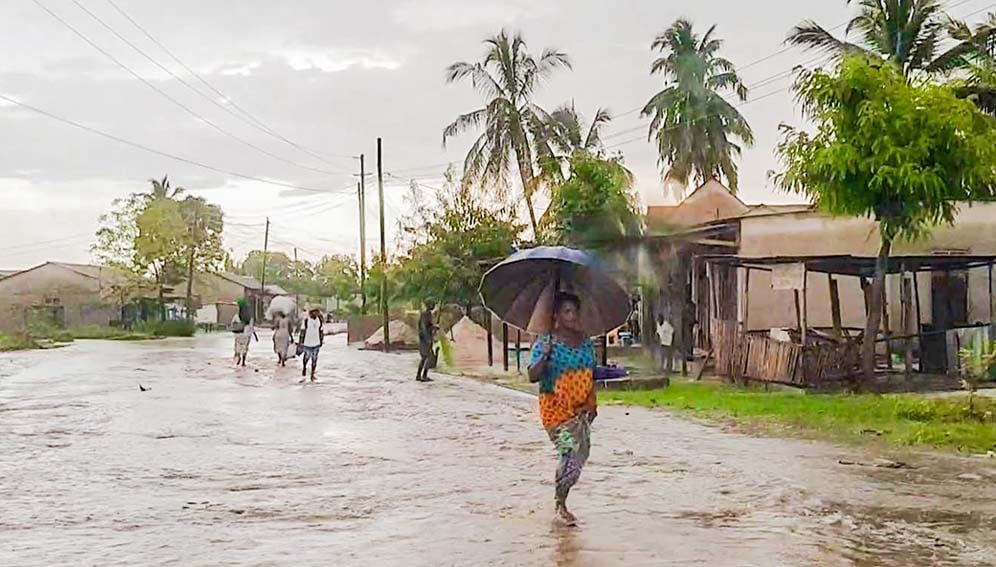 Flooded road in Tanzania.