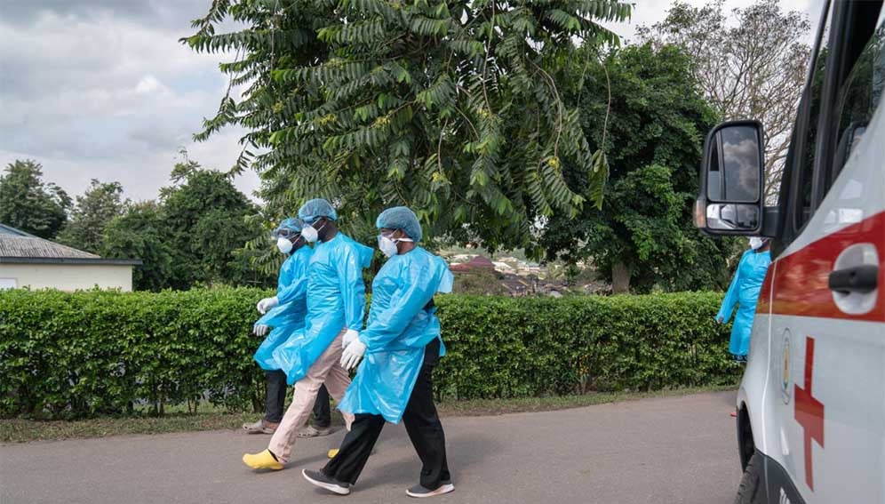 Ghana medics during during a Murburg outbreak
