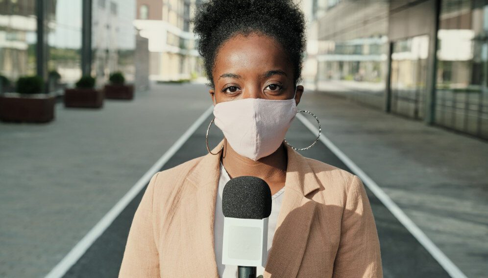 Mask-wearing Journalist