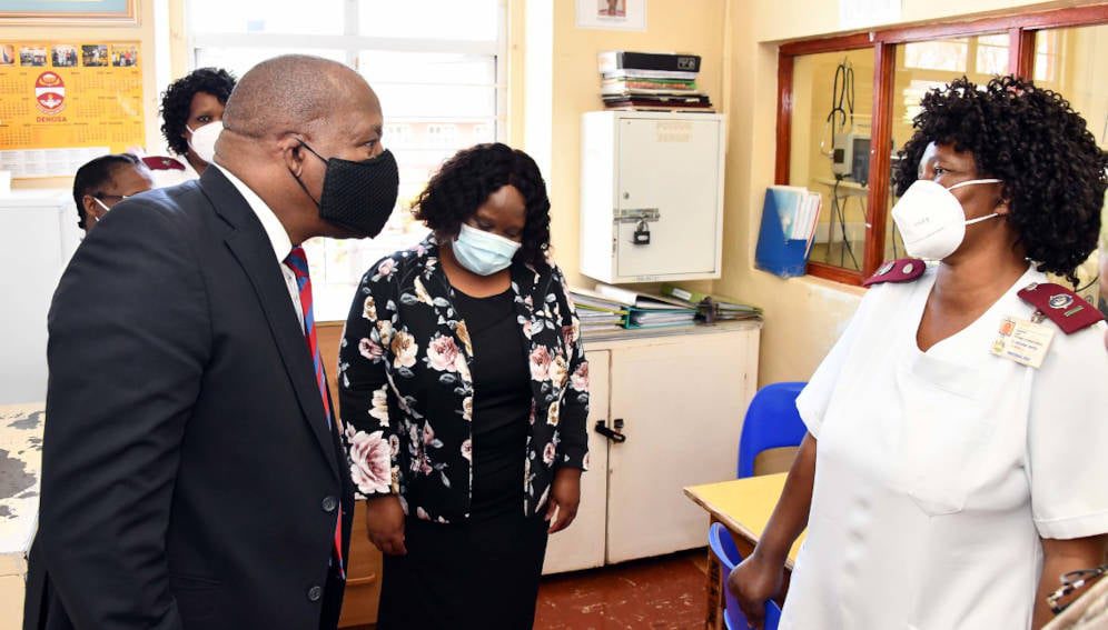 In 2022, then South African minister in the Presidency, Mr Jackson Mthembu visited a hospital facility in the Harry Gwala District Municipality to assess government’s response to COVID-19. Photo: GCIS