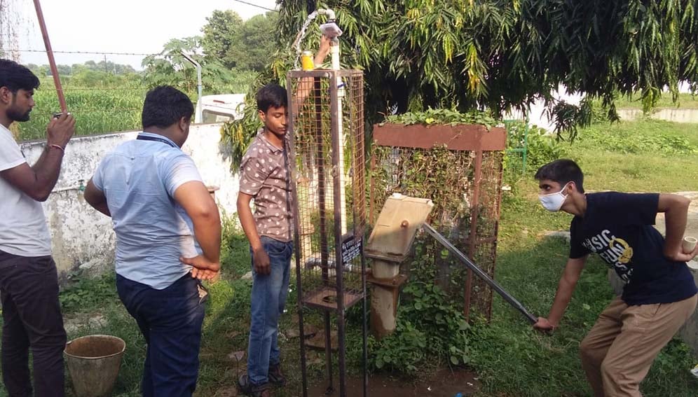 Pilot trials to purify arsenic in the field. Photo courtesy of Navmarg Research & Innovation