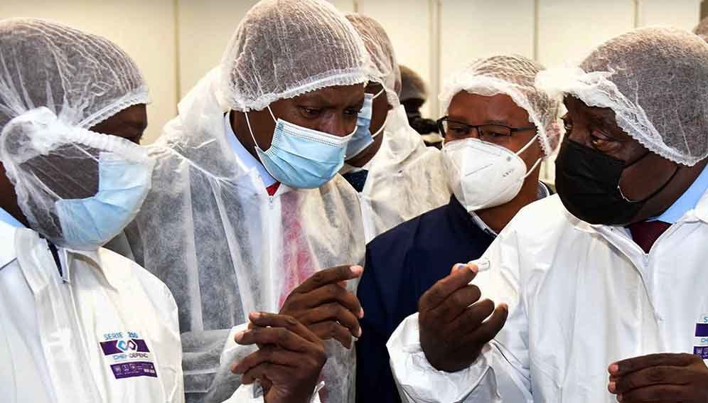 SA President at vaccine production line