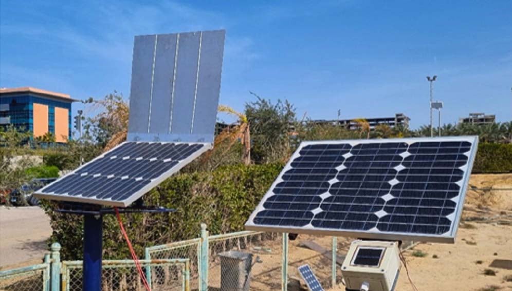 Solar panels developed in Egypt vibrate twice daily to expel dust, making them work more efficiently.