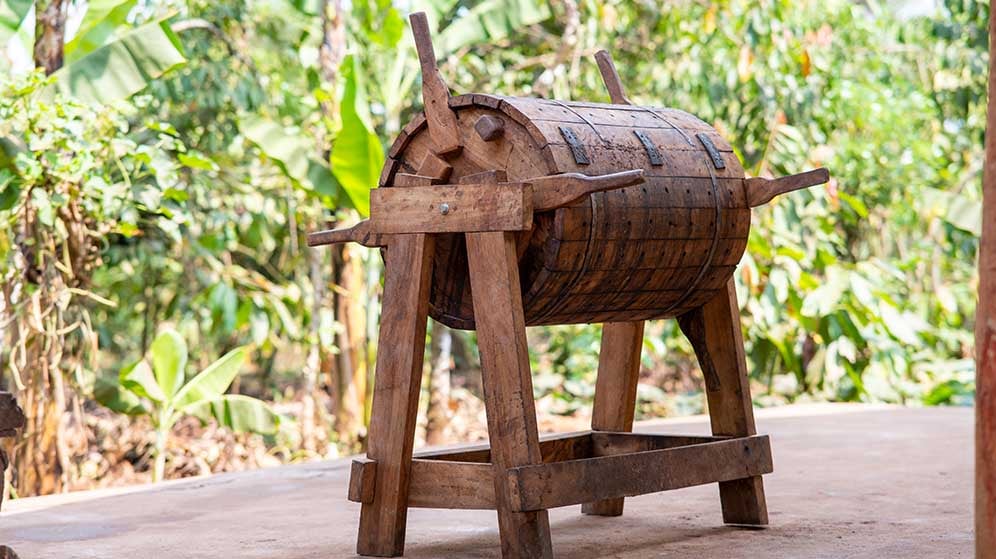 Single box cocoa fermentation device developed by NACoRI and Makerere University.