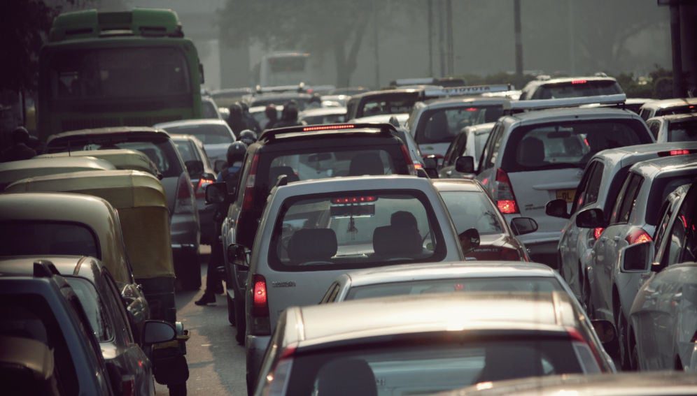 Cars in traffic jam lane close up photo, free public domain CC0 image.