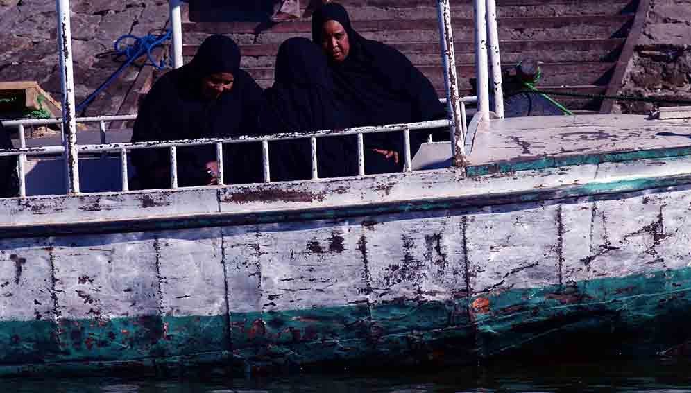 Sudanese women on a boat