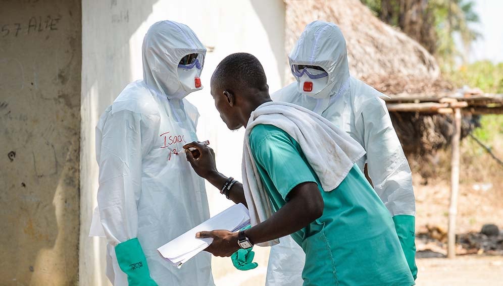 Safety suits for the decontamination team