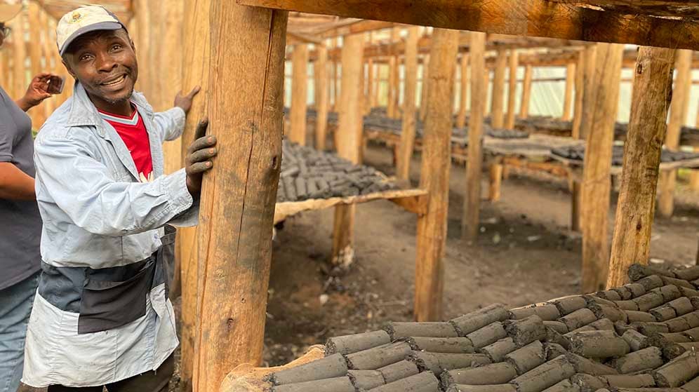 Refugees in Uganda are turning organic waste into clean cooking briquettes