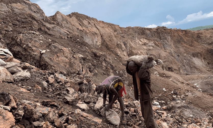 Workers in a cobalt mine in the DRC.
